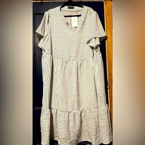 Bloomchic Black white striped dress Peasant style NWT size 26